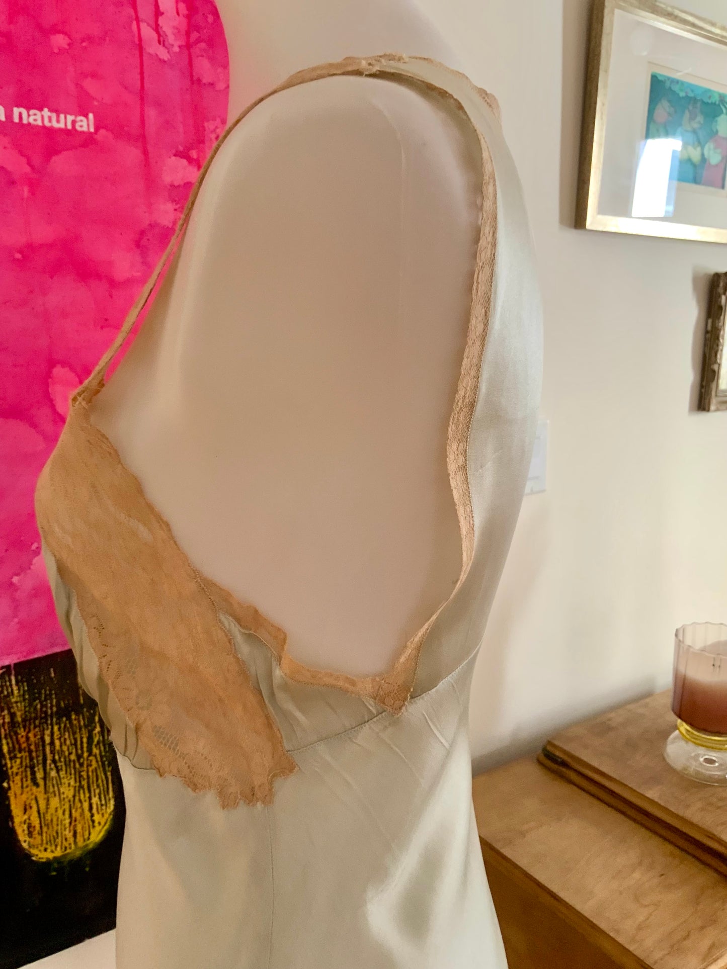 Silk Bridal Nightgown Mint - 50s