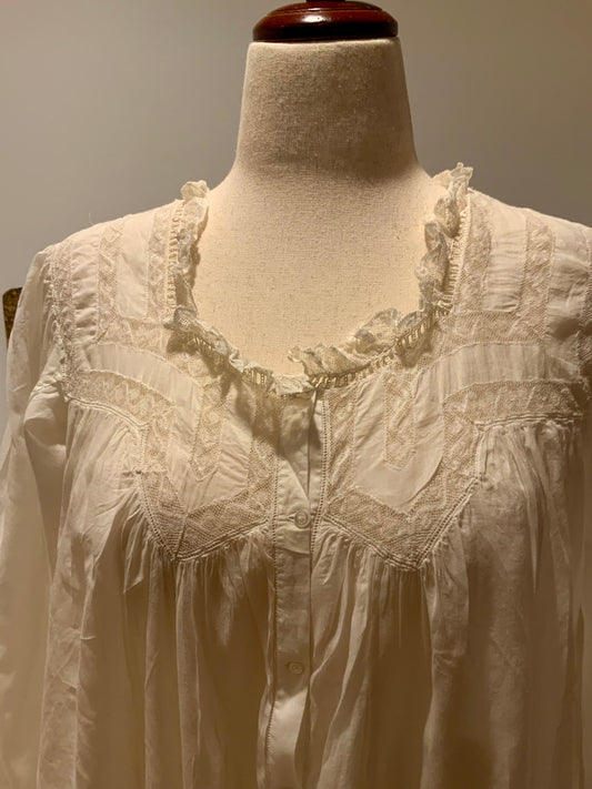 Edwardian White Cotton Nightgown c.1900–1915-E27