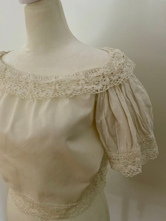 Edwardian Lace Camisole Blouse | Antique Sheer Lingerie Top-ED50