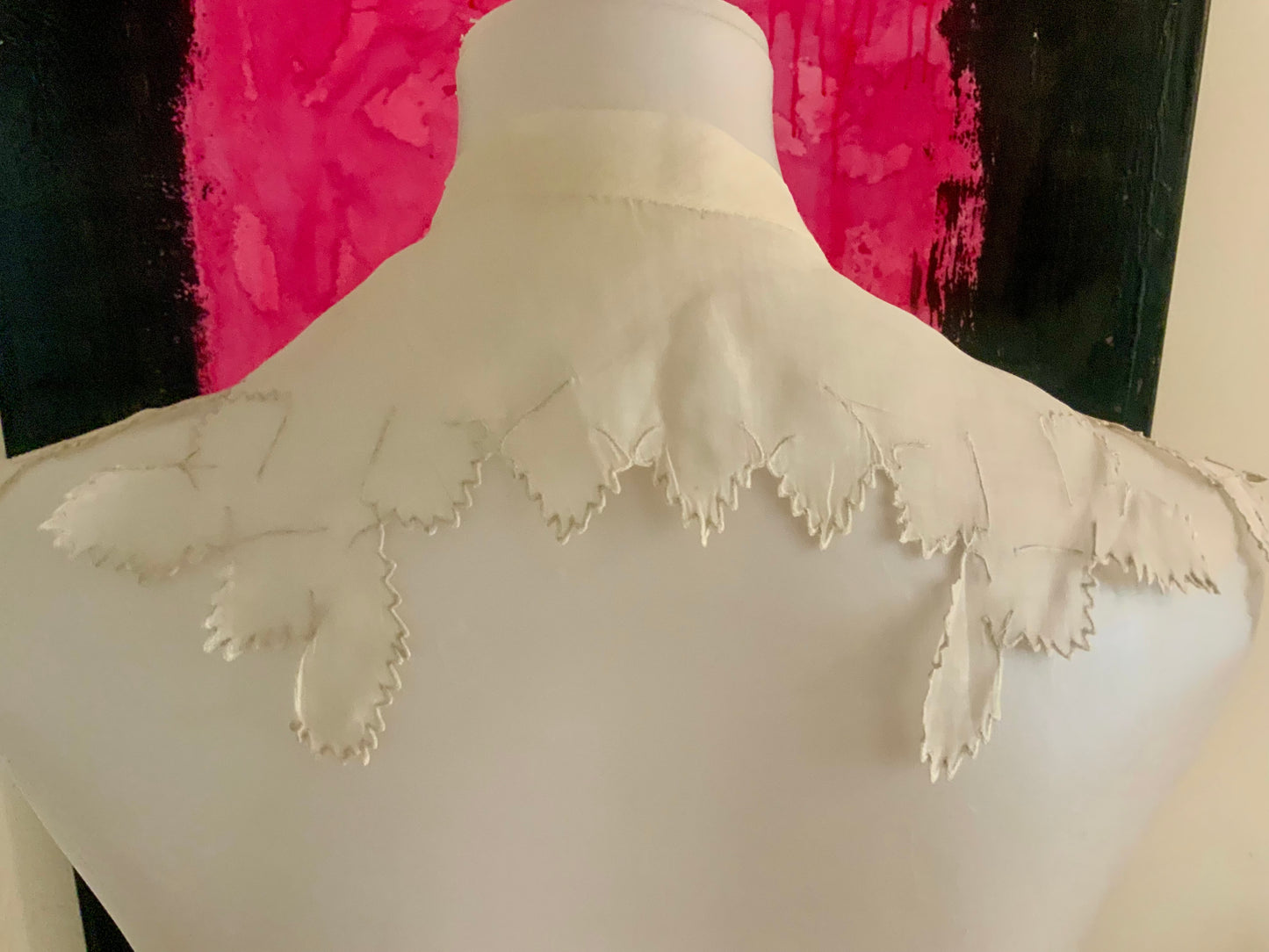 Antique Cotton Collar -Embroidered Butterflies - 1920