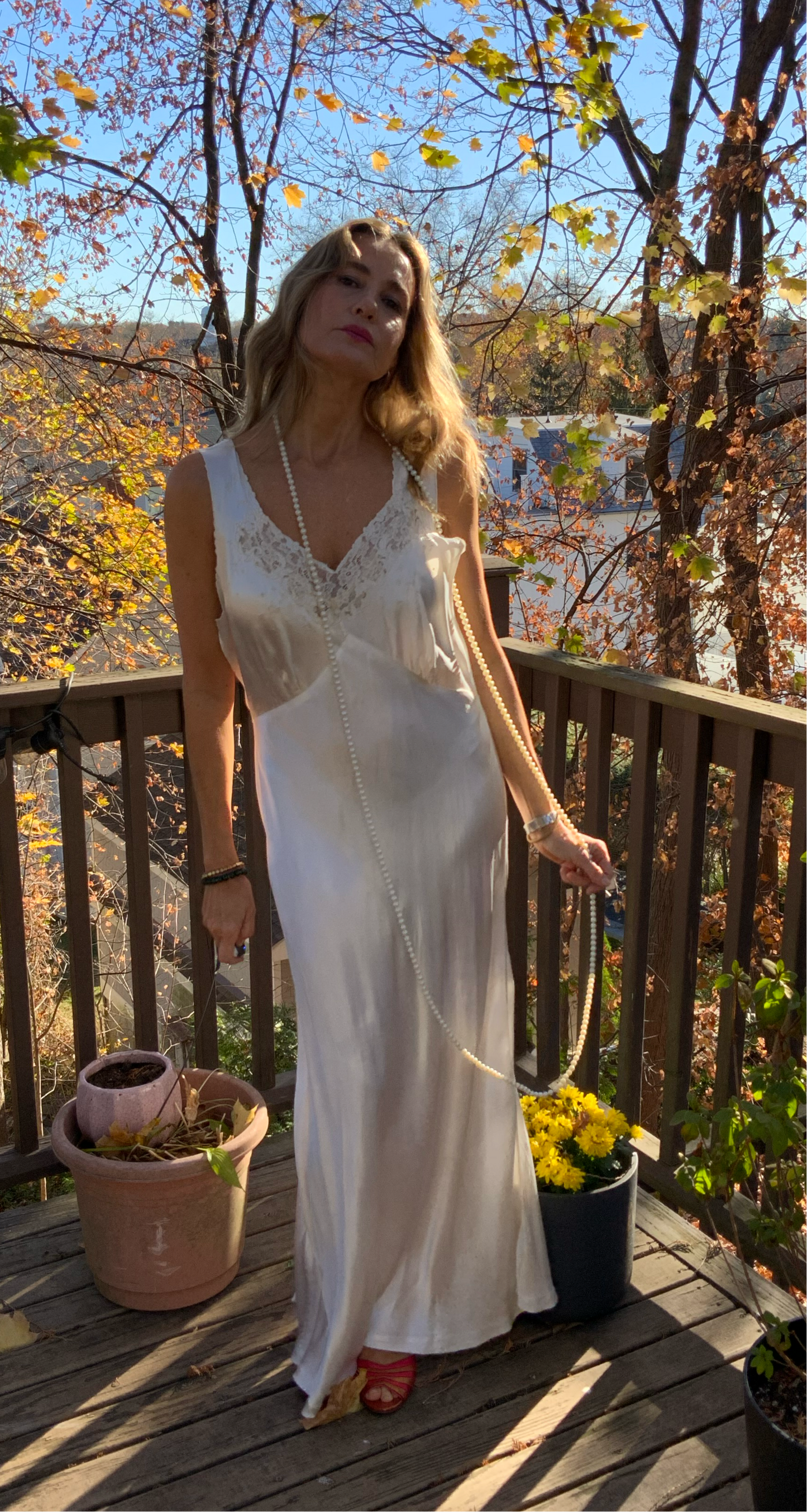 Bridal Nightgown Satin Lace - 40s - 40U