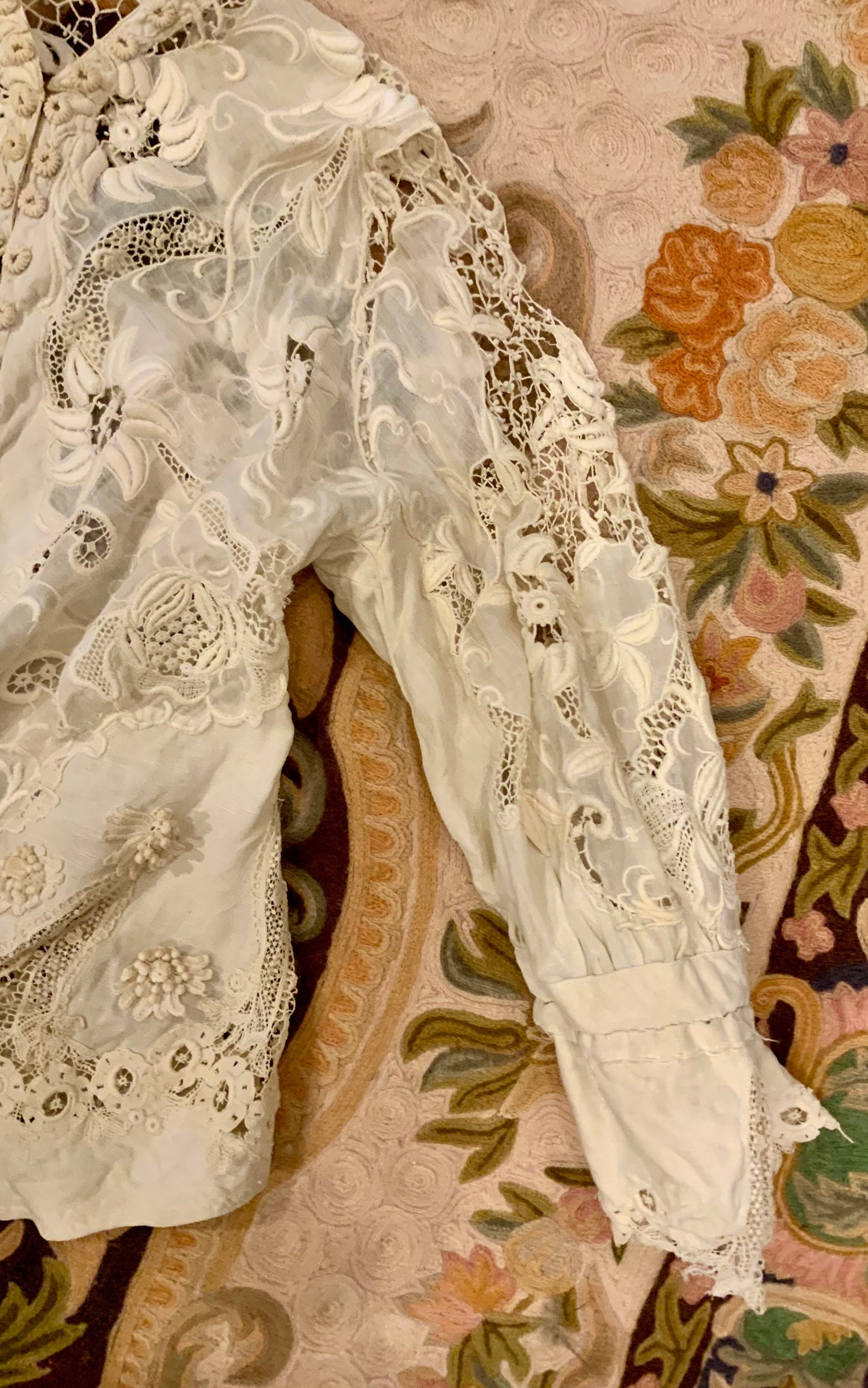 Edwardian Irish Lace & Embroidered Cotton Jacket – 1900s - ED26