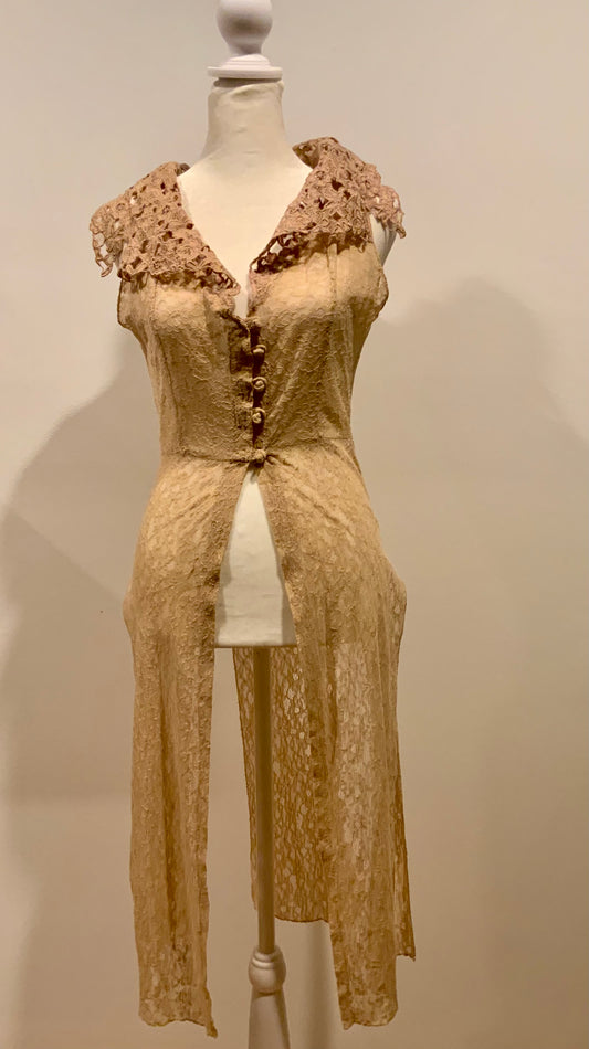 Edwardian Lace Lingerie Overdress with Five-Panel Skirt, c. 1905–1915 - ED46