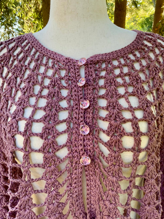 Hand Dyed Crochet Knit Capelet - 70s - 70Wa