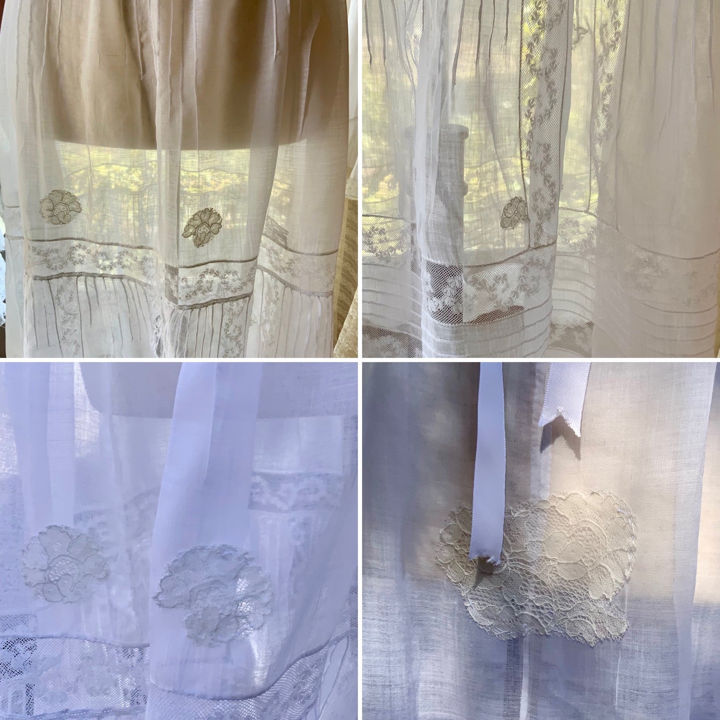 Edwardian White Cotton Petticoat with Lace Panels and Pintucks – Antique-ED77