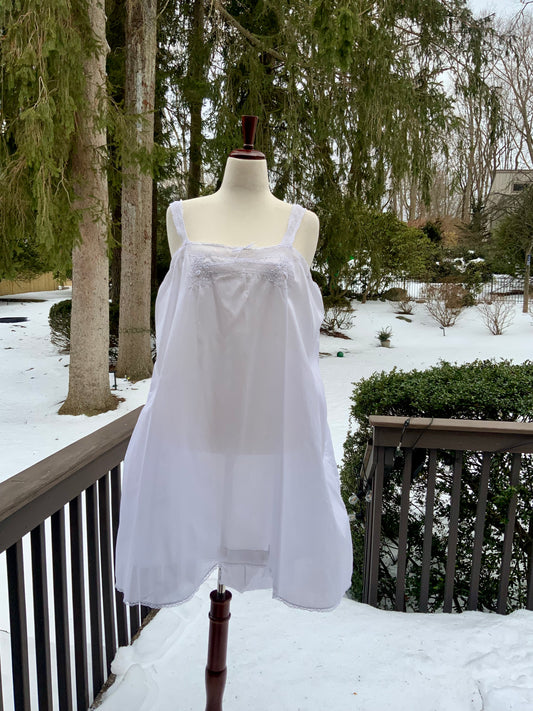 Edwardian White Cotton Teddy | 1910s Crochet Lace Step-In Chemise | Antique Lingerie-ED54