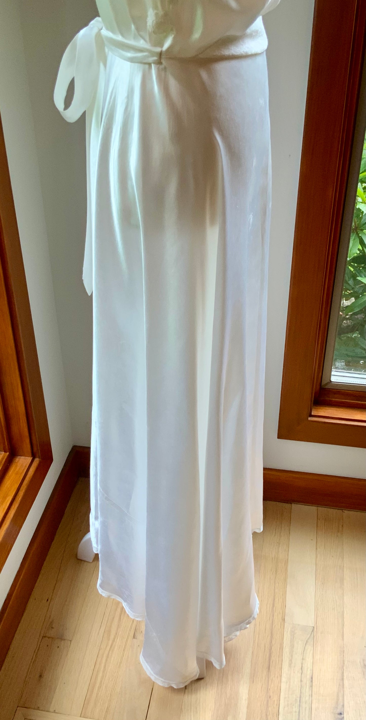 1930s Ivory Satin Bridal Lounge Set | Bias Cut Skirt & Lace Blouson Top | Romantic Two-Piece Ensemble