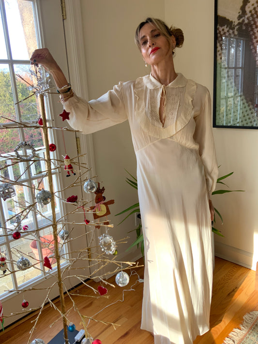 Long Sleeve Silk Nightgown - 30XN