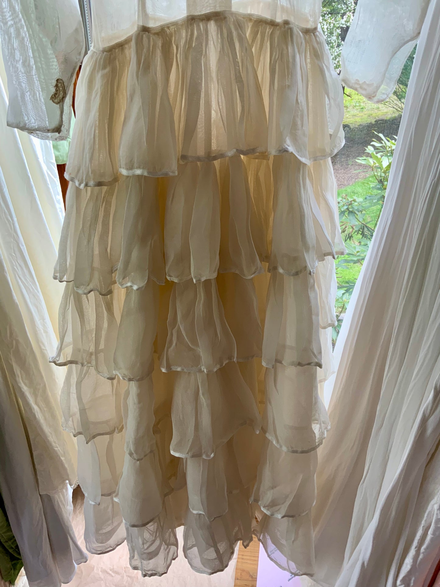 Antique Edwardian Sheer Lace Dress | Tiered Ruffle Bridal Gown | Hand Restored-ED82