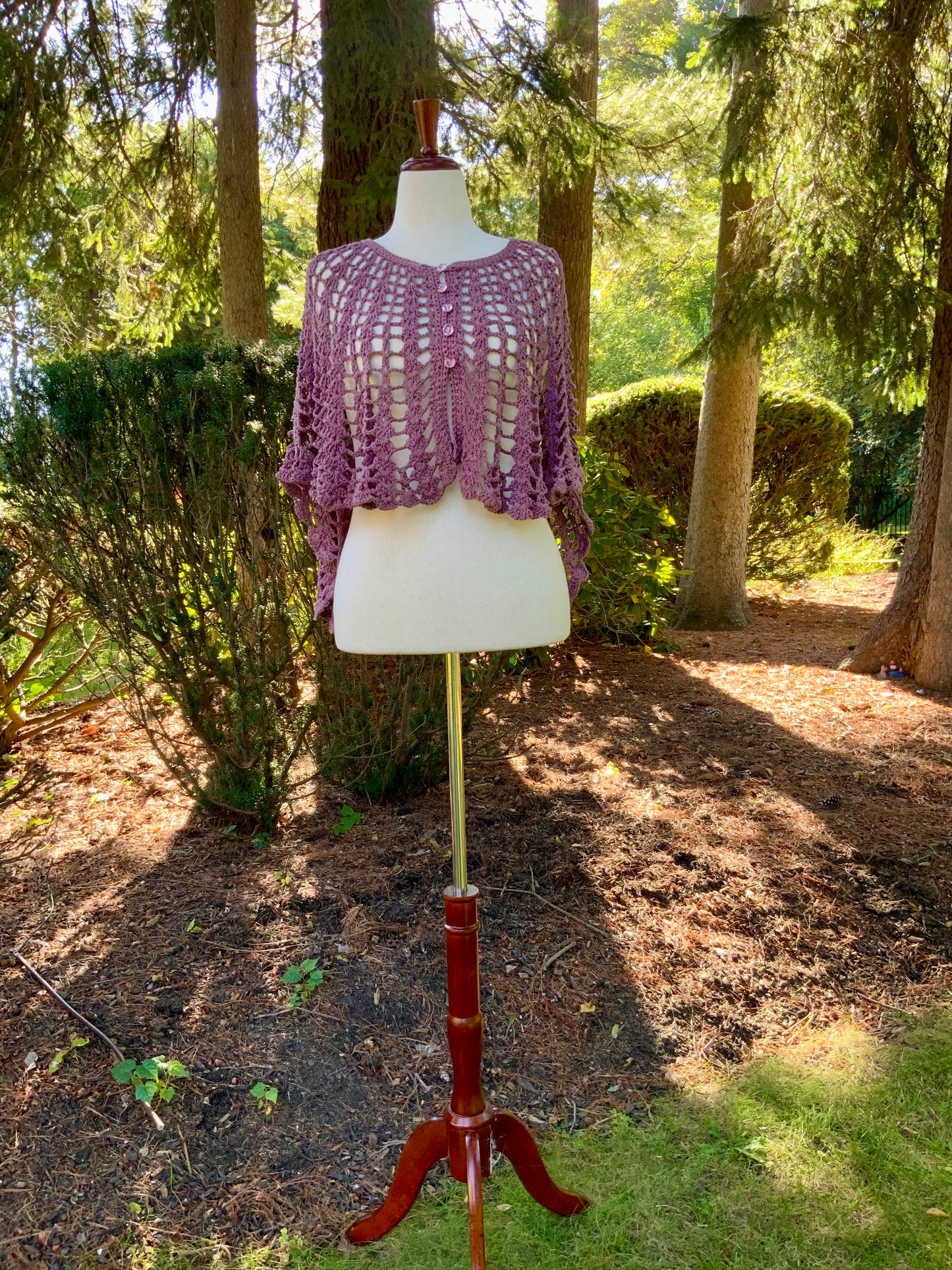 Hand Dyed Crochet Knit Capelet - 70s - 70Wa