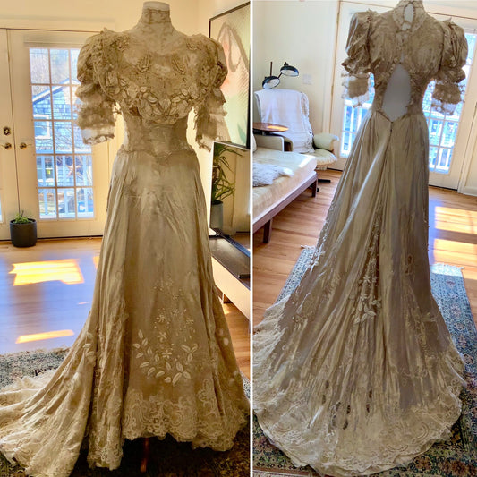 Victorian Silk Wedding Gown - 1890 - VI8