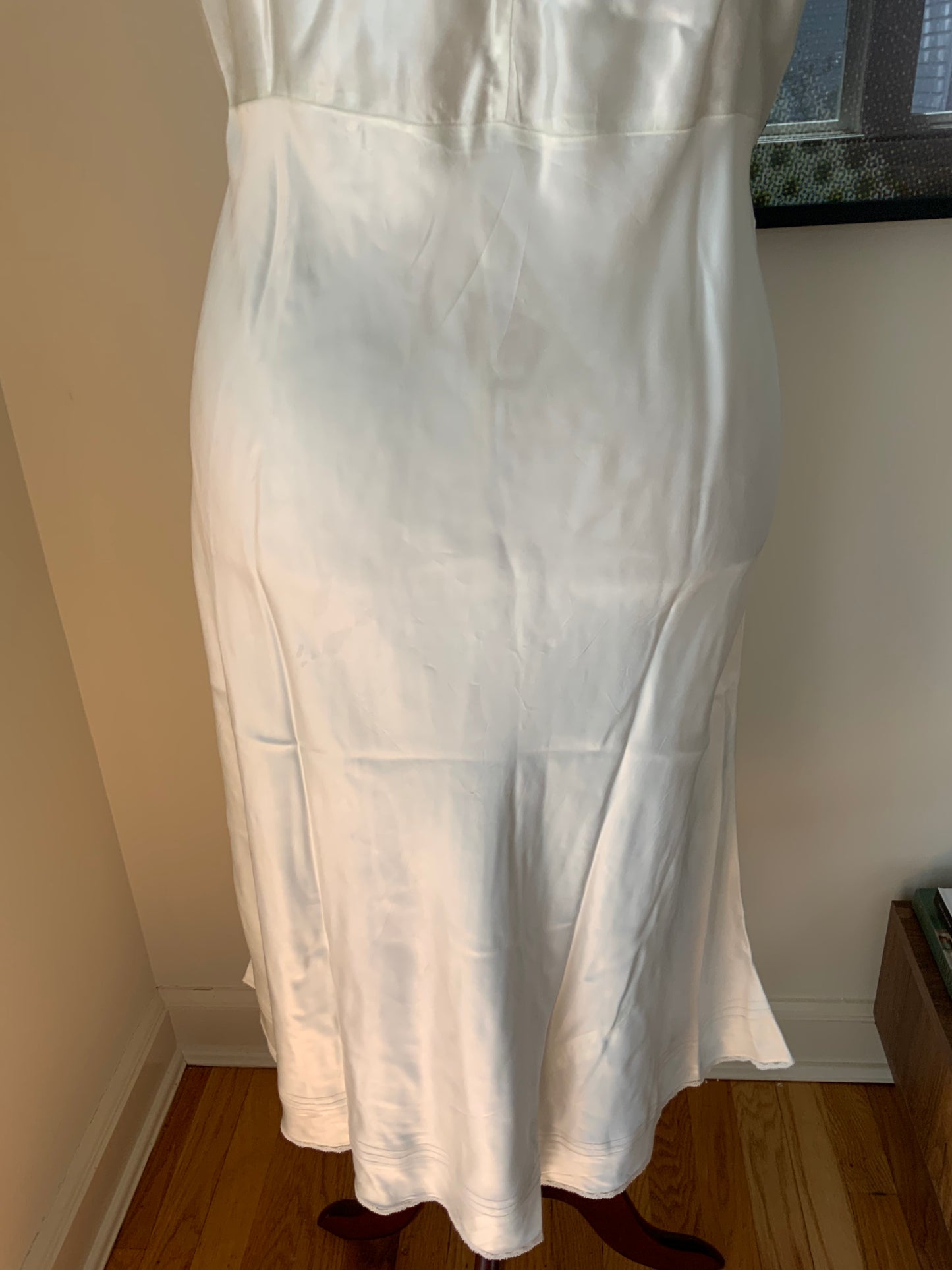 Satin Off White Slip Dress - 40s - 40AN