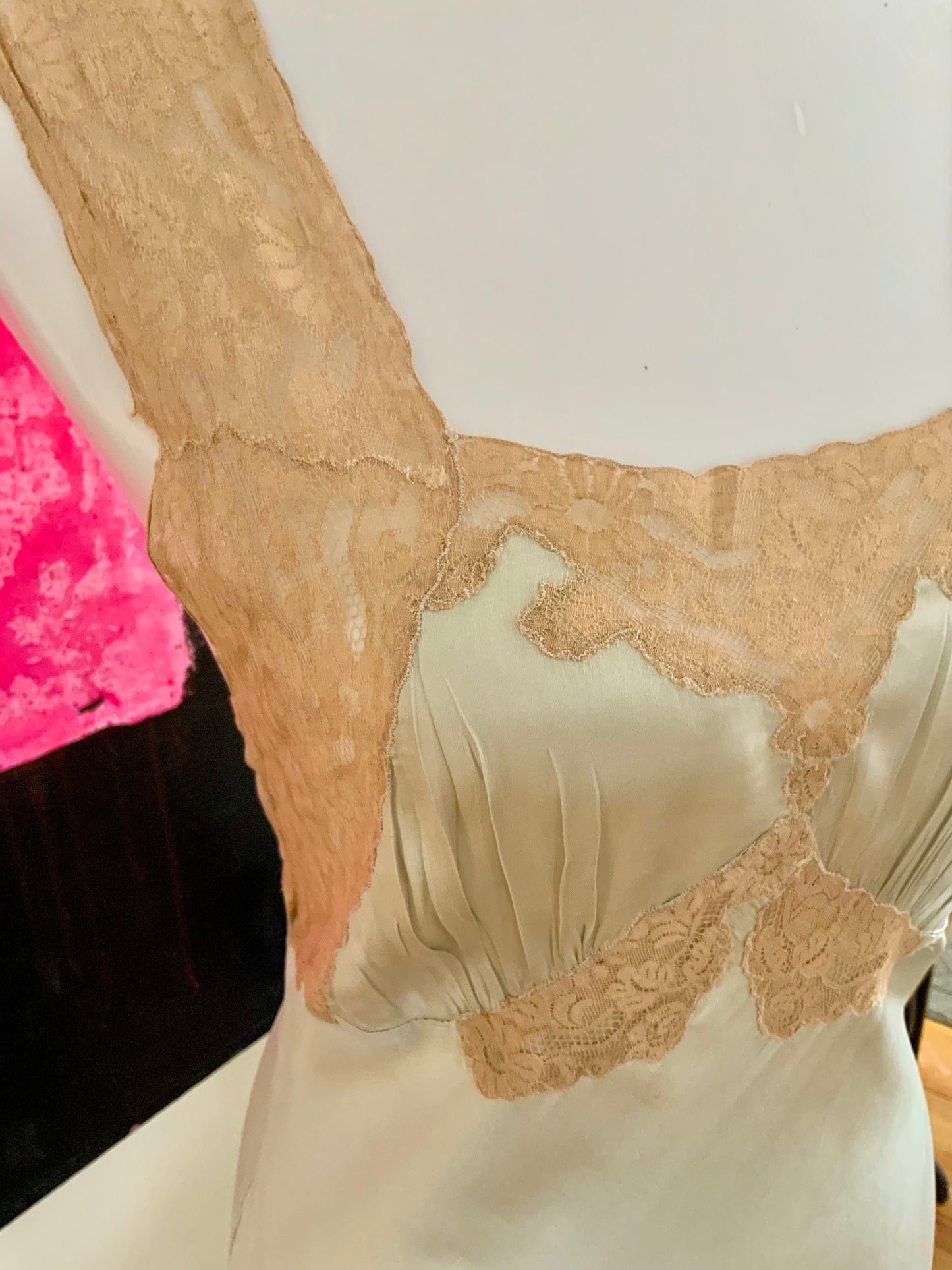 Silk Bridal Nightgown Mint - 50s