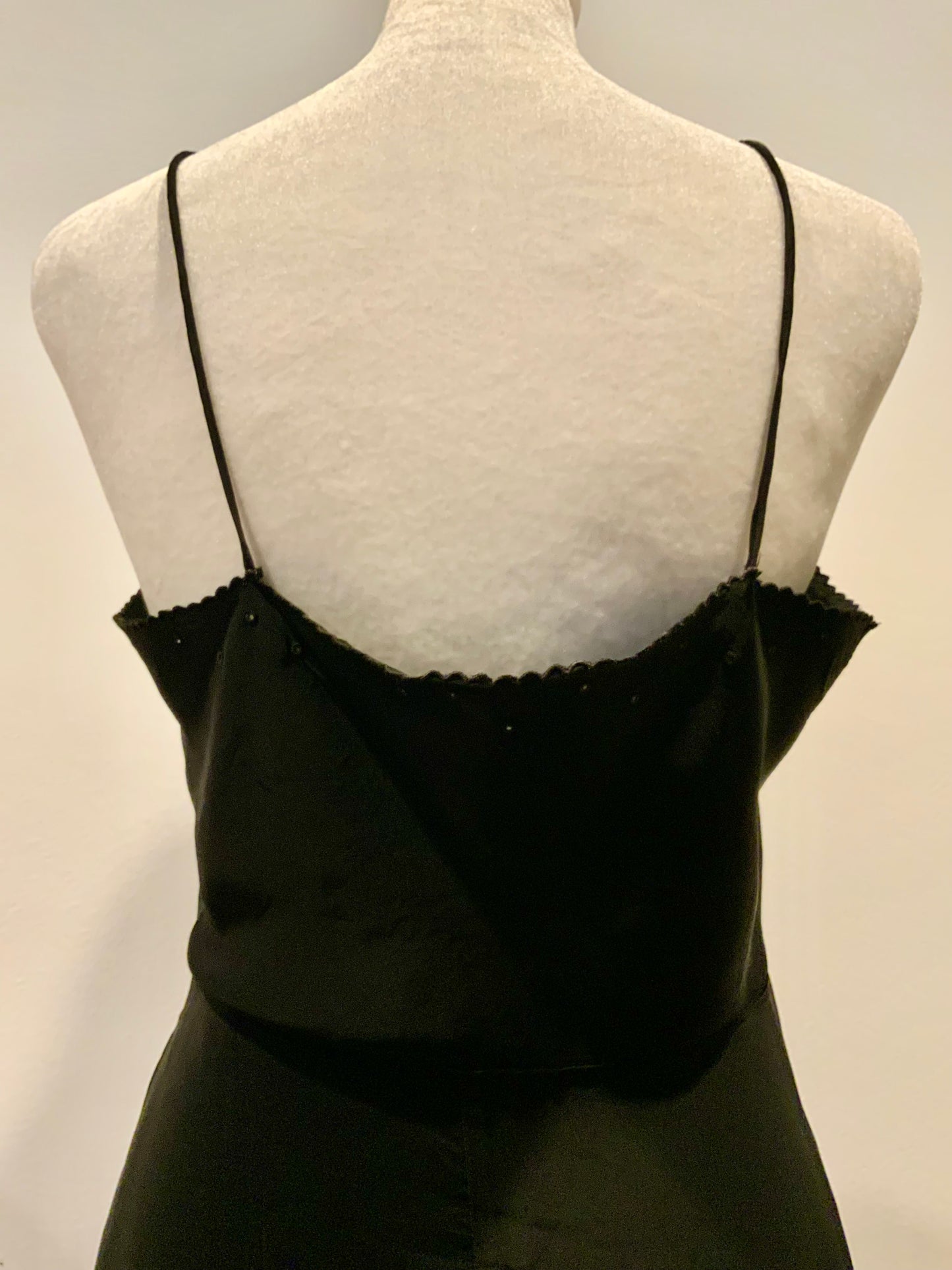 Rare 1940s Bias-Cut Black Silk Slip Dress | Old Hollywood Elegance-40AS