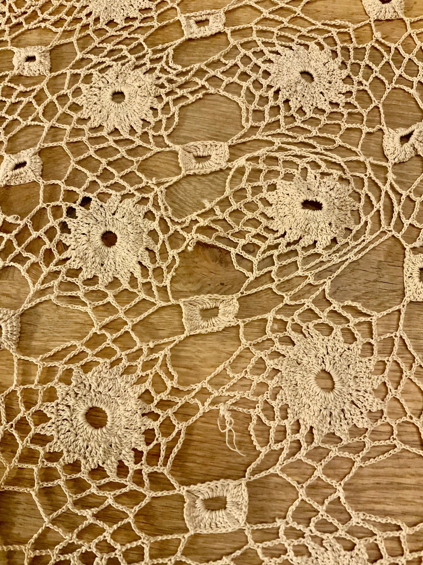 Large Antique Crochet Lace Tablecloth – Handworked Heirloom Textile – Decorative Statement Piece – Early 20th Century- Iconic Rare