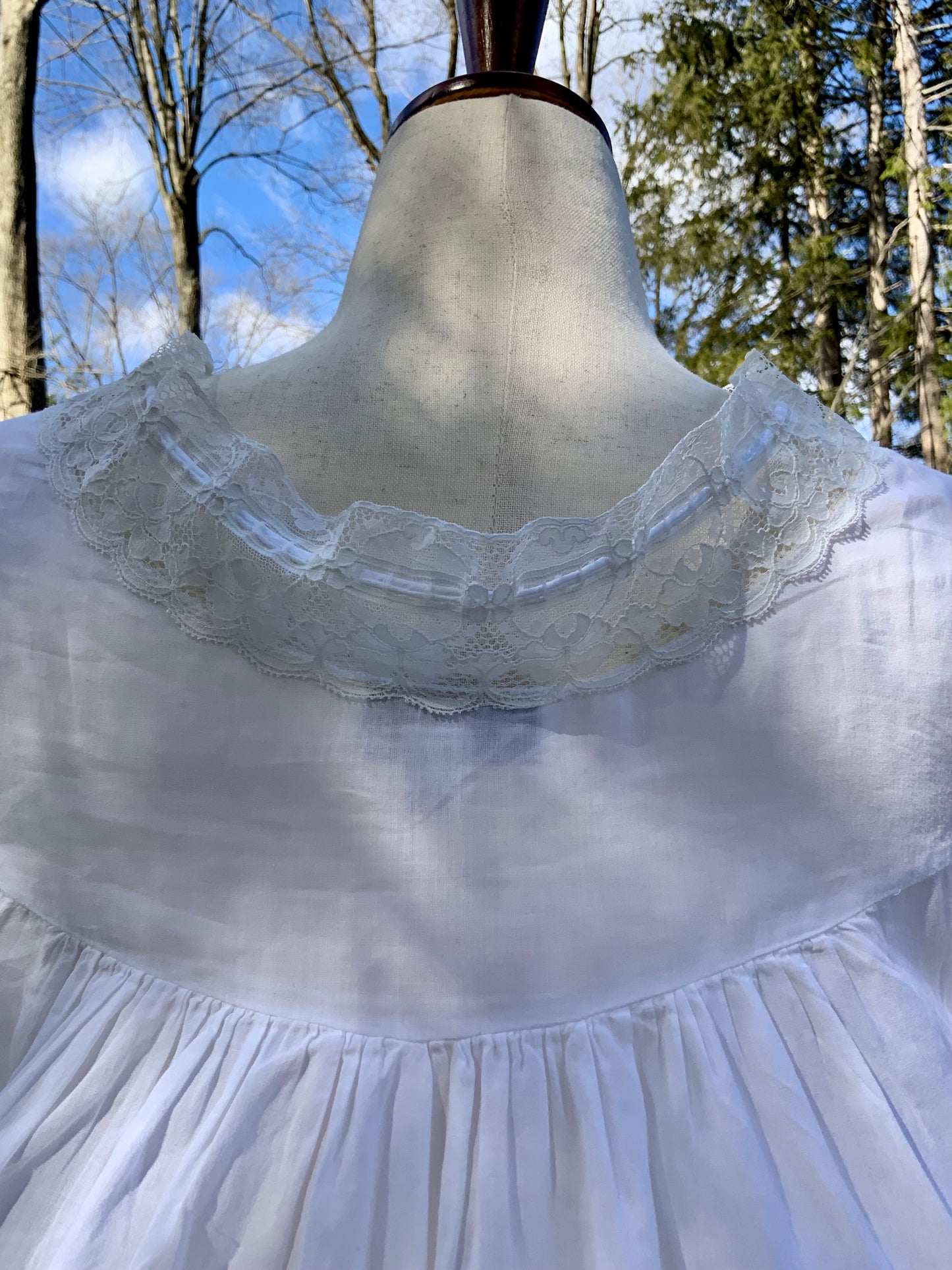 Vintage 1970s Christian Dior Lingerie White Cotton Lace Nightgown Dress | Romantic Edwardian Revival-70Z