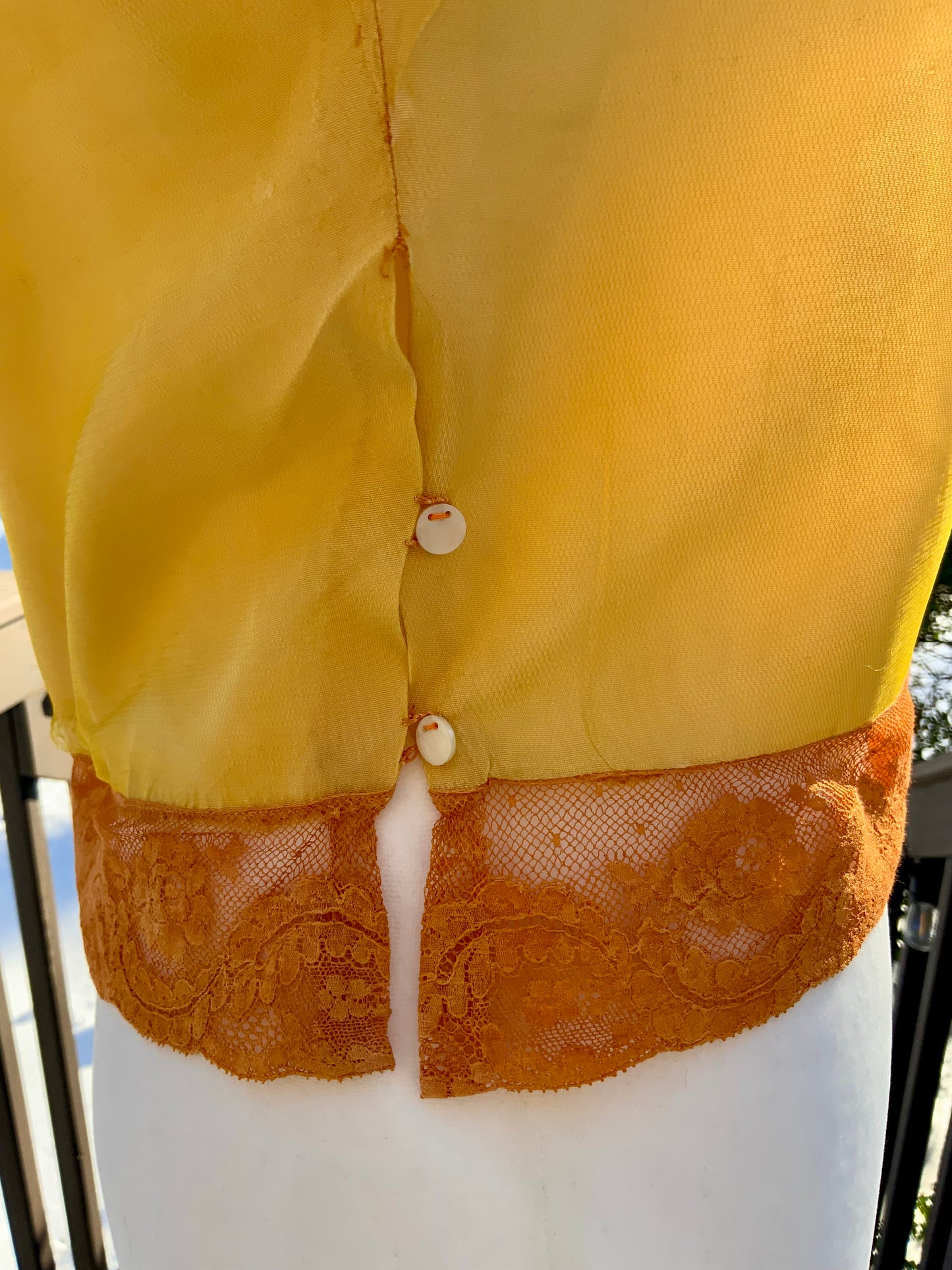 Hand-Dyed Yellow Camisole | 1920s–1930s French-Inspired Boudoir Piece-20AW