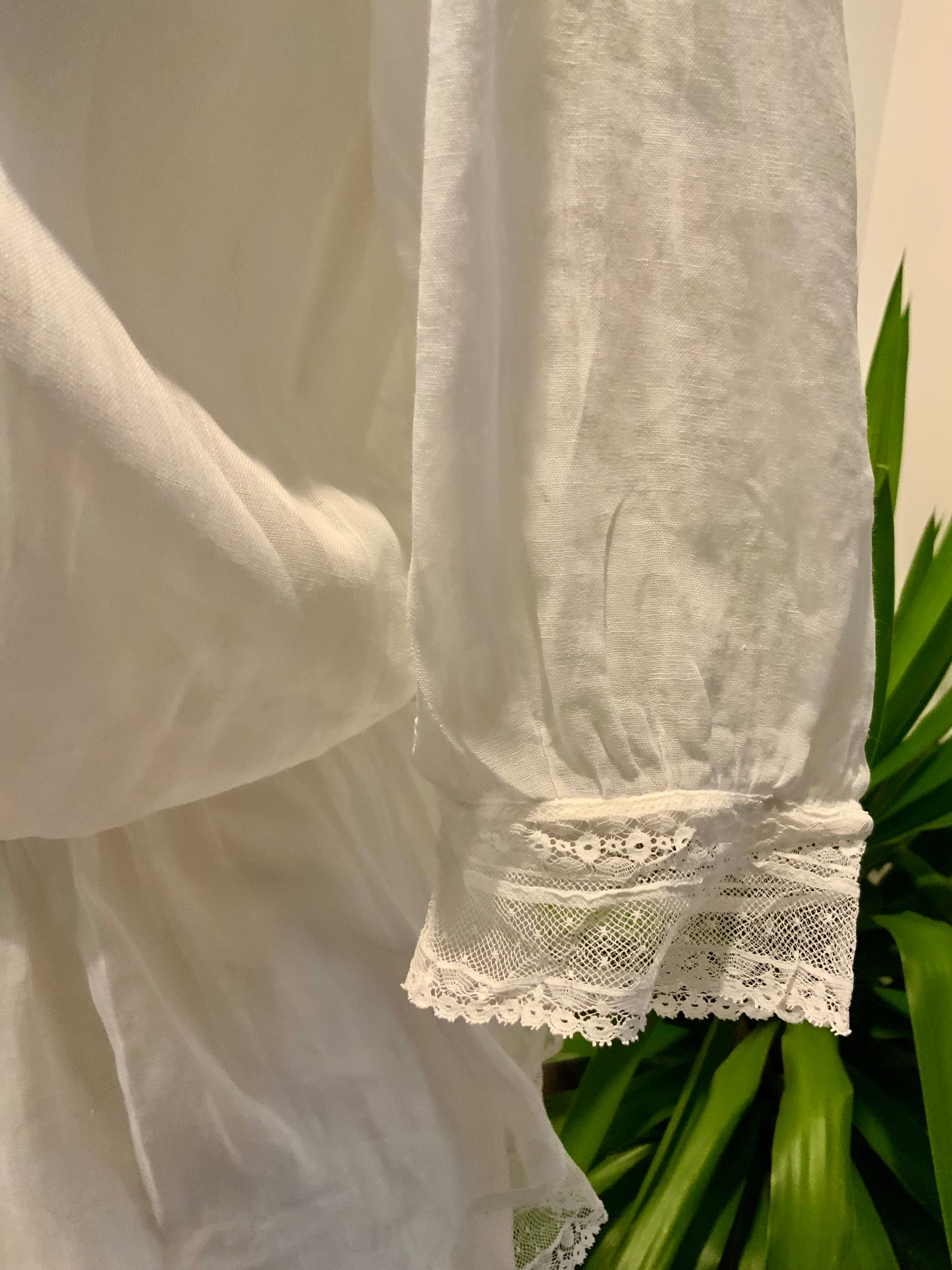 Edwardian White Cotton & Lace Tiered Tea Dress | Antique 1910s Lingerie Gown - ED31