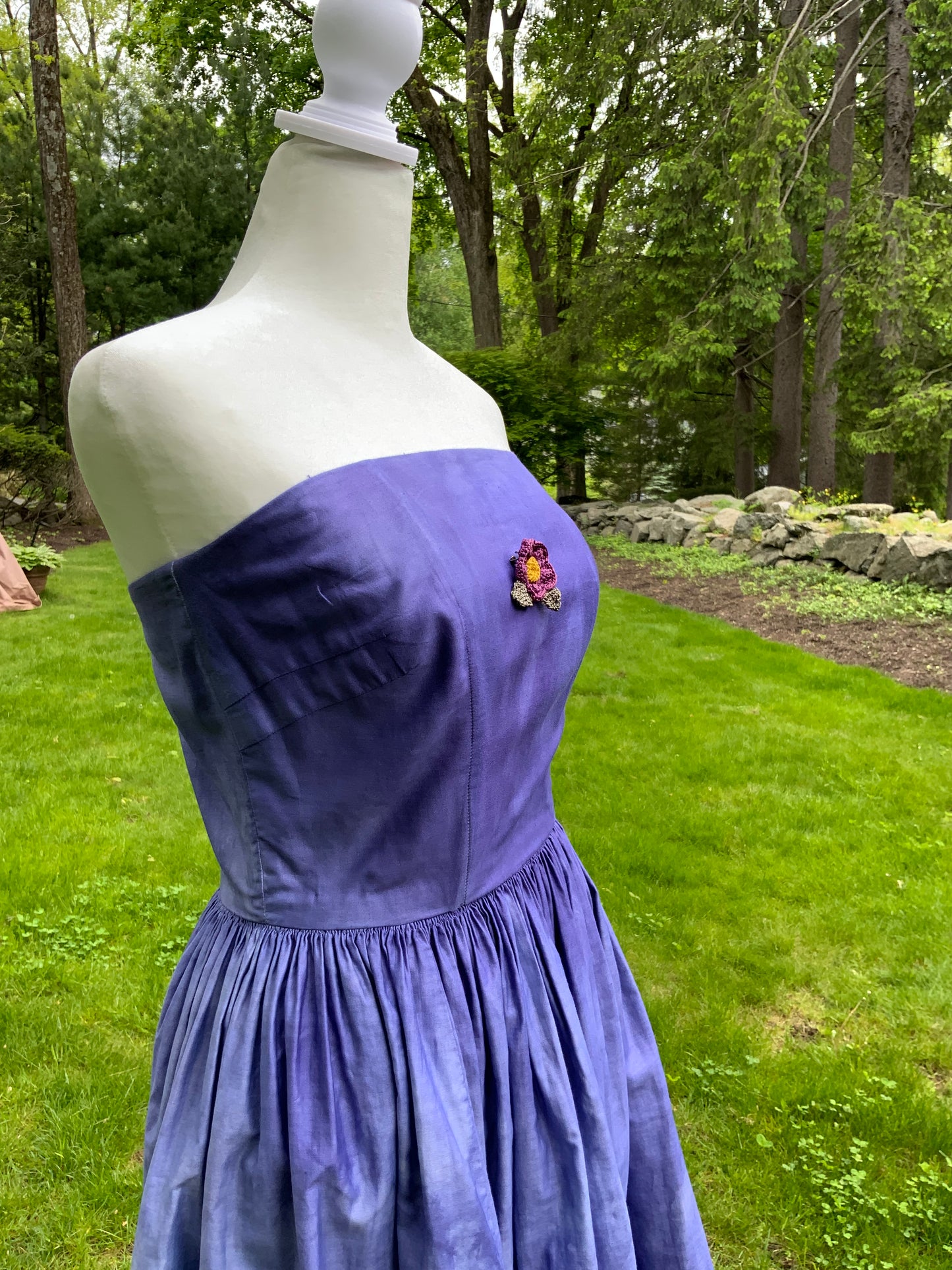 Hand Dyed Strapless Dress with Removable Floral Brooch
-50BB