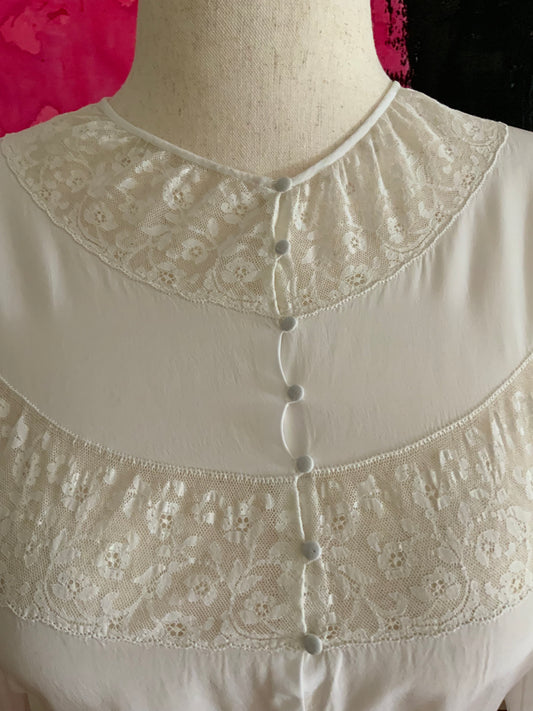 Long Sleeve Satin Nightgown White - 30s - 30Z