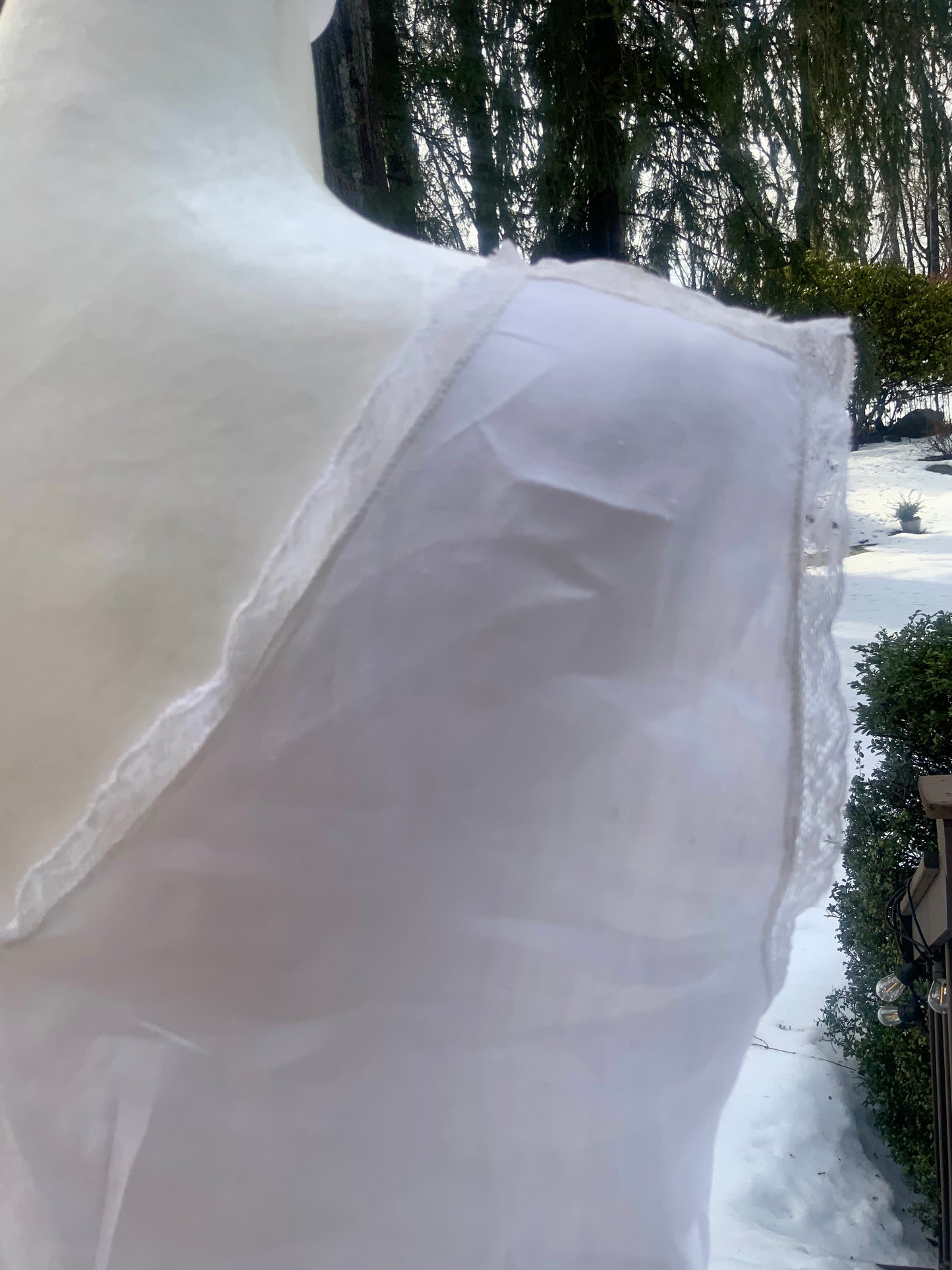 Antique Edwardian Cotton Batiste Boudoir Gown c.1915–1920 – Hand Embroidered Blue Flowers – Lace Shoulder Panels – Romantic Lingerie Dress-ED62