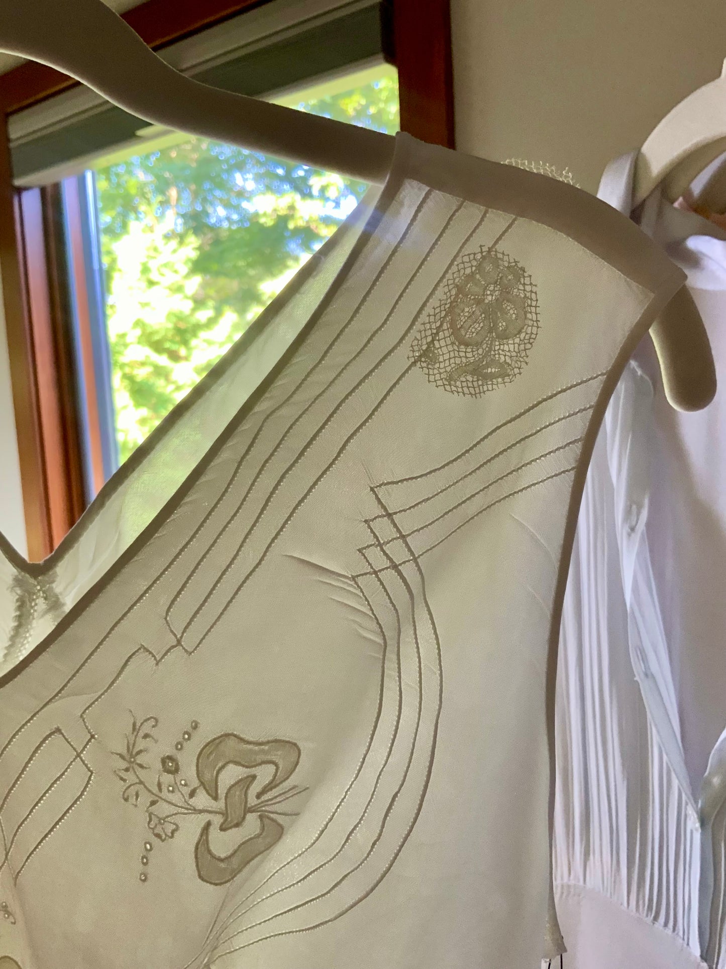 1930s Art Deco Embroidered Wrap Top | Reimagined from an Antique Nightgown-30DL