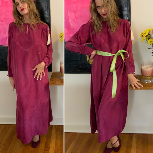 Long Sleeve Silk Nightgown - 20s - 20I