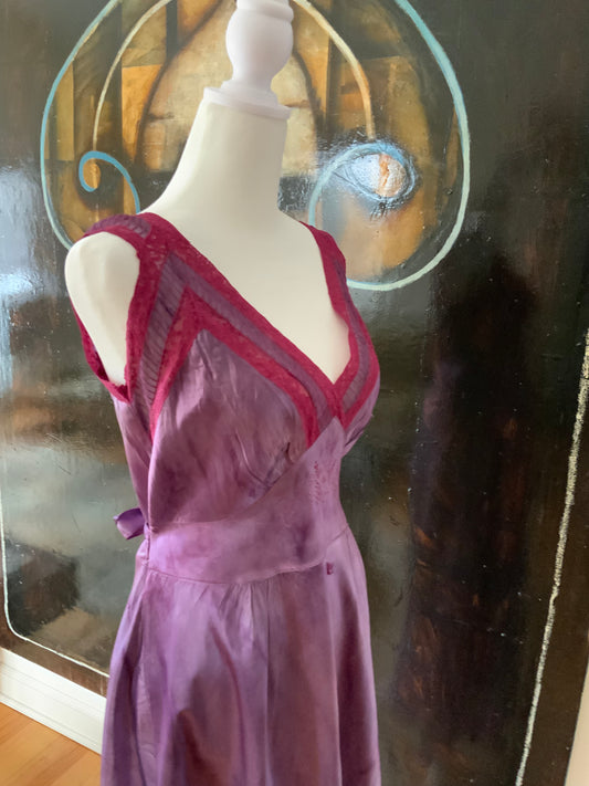 Hand Dyed Satin Nightgown - 50s - 50M