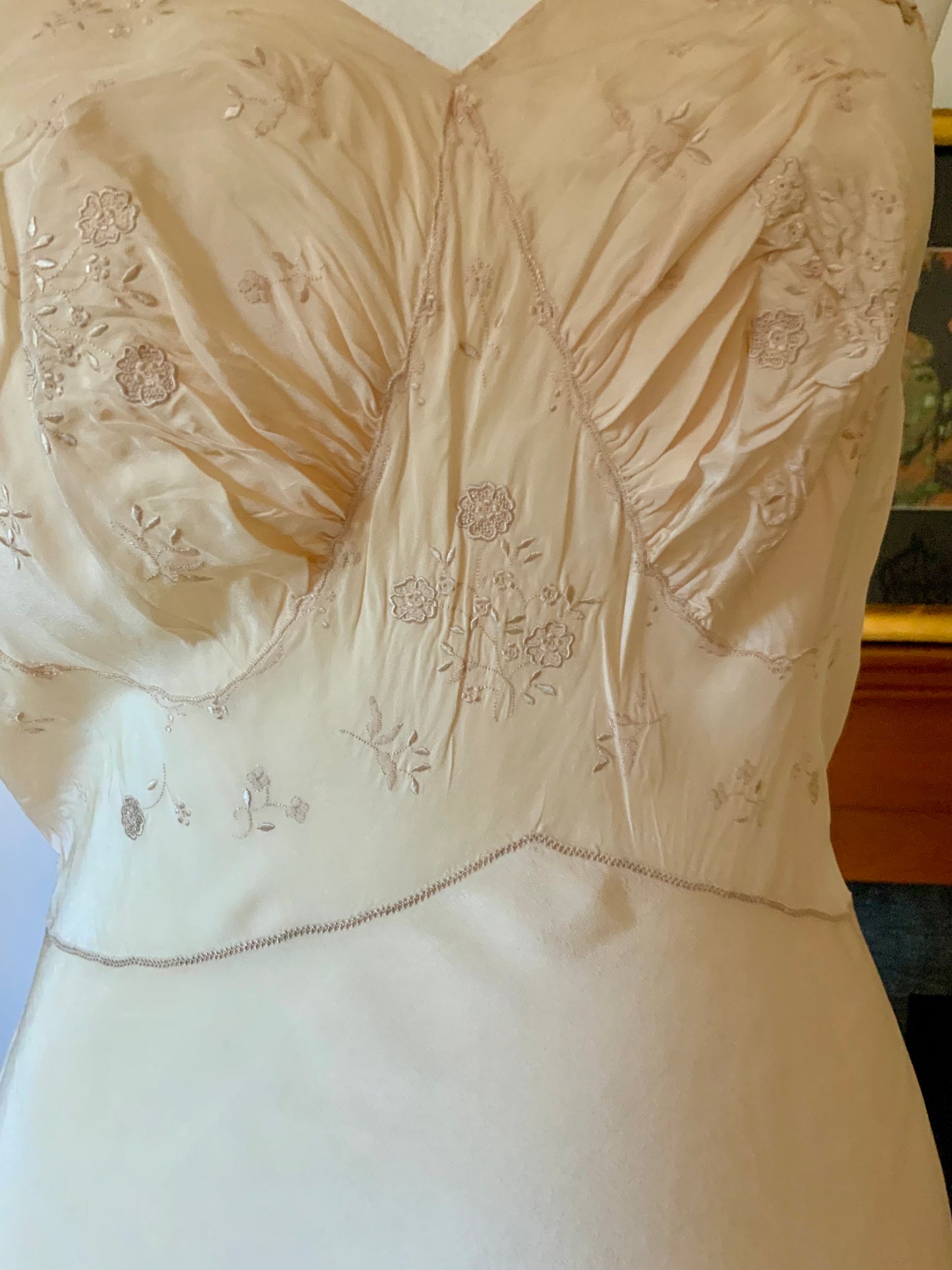 Silk Embroidered Nightgown – Bias-Cut -30s - 30AM