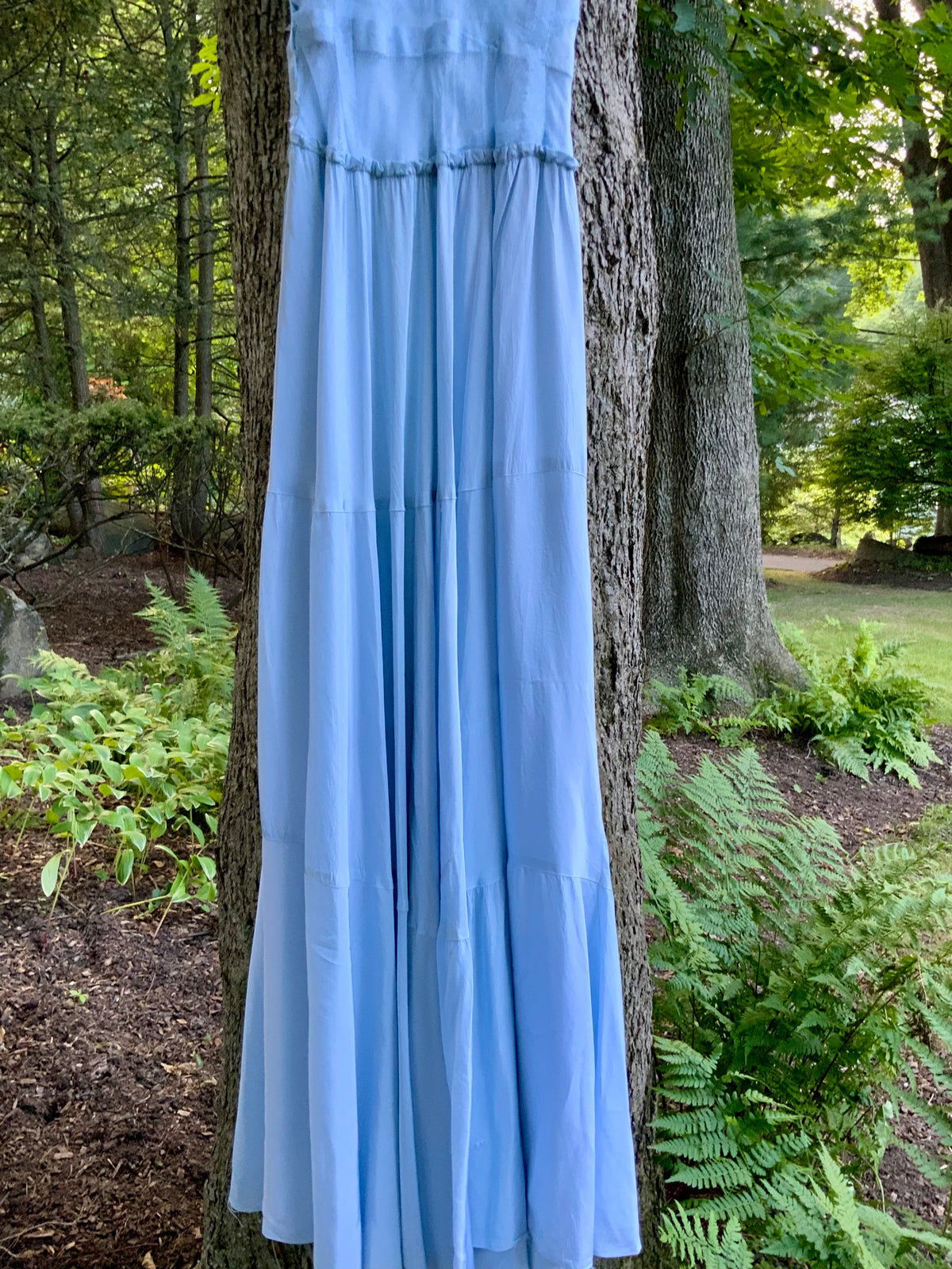 Rare 1930s Powder Blue Tulle & Satin Evening Gown | Bias Cut Skirt | XXS.40BQ