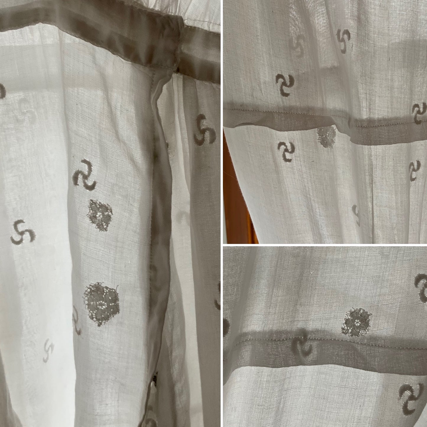 Edwardian Lingerie Dress 1915–1925 Sheer Embroidered Cotton with Lace Detail-ED73