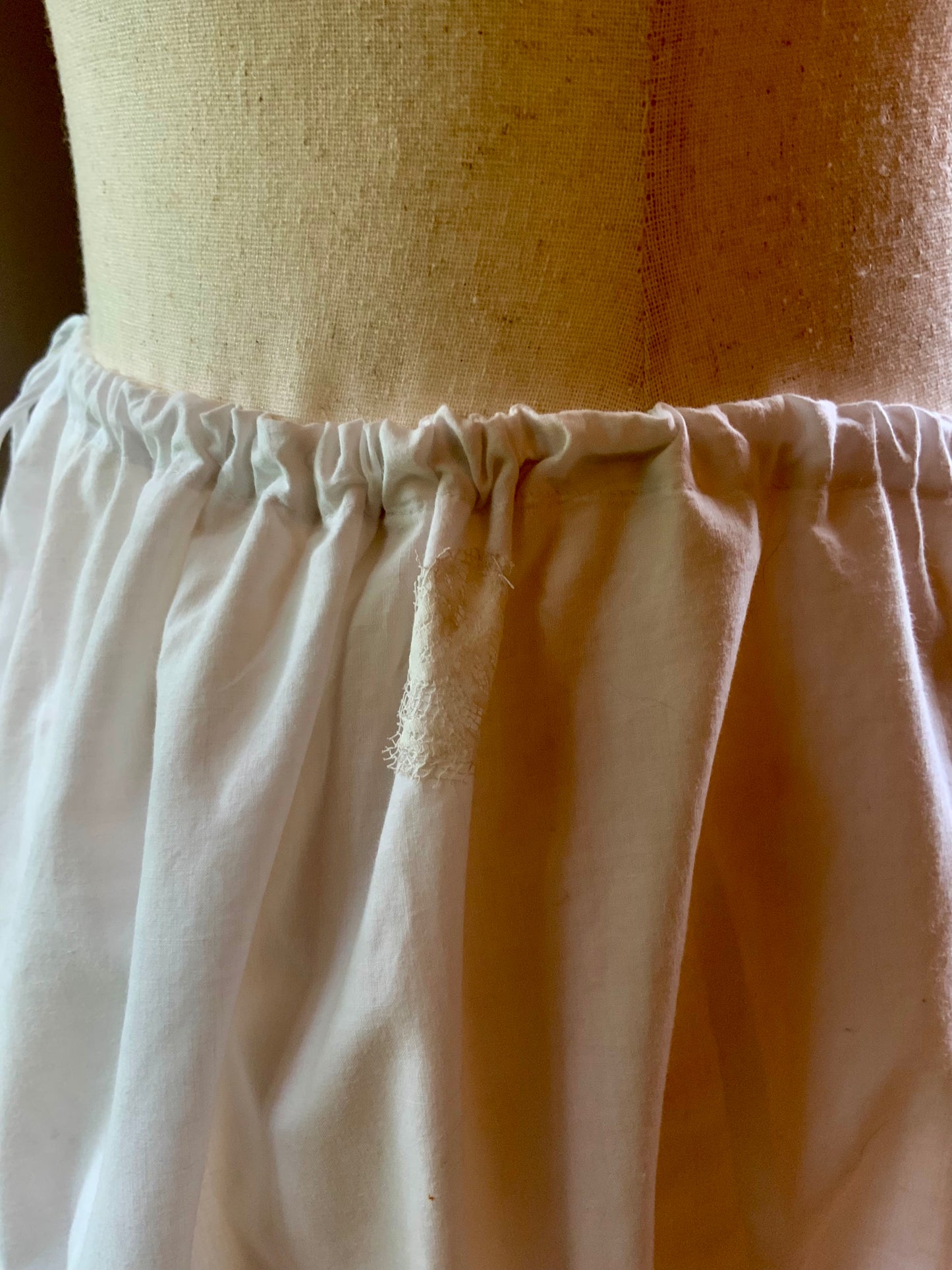 Authentic Edwardian White Cotton Split Drawers | Antique Lace Bloomers | Open Crotch Pantalettes | c.1905–1915-ED86