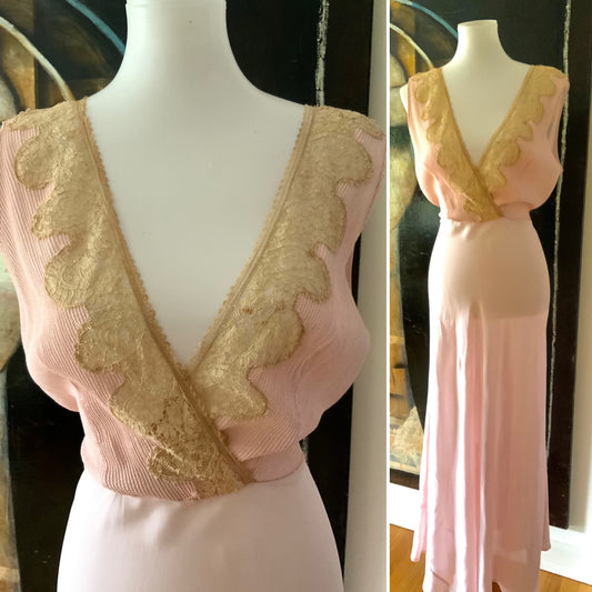 Deep V Neck Chiffon Dress - 50s - 50AT