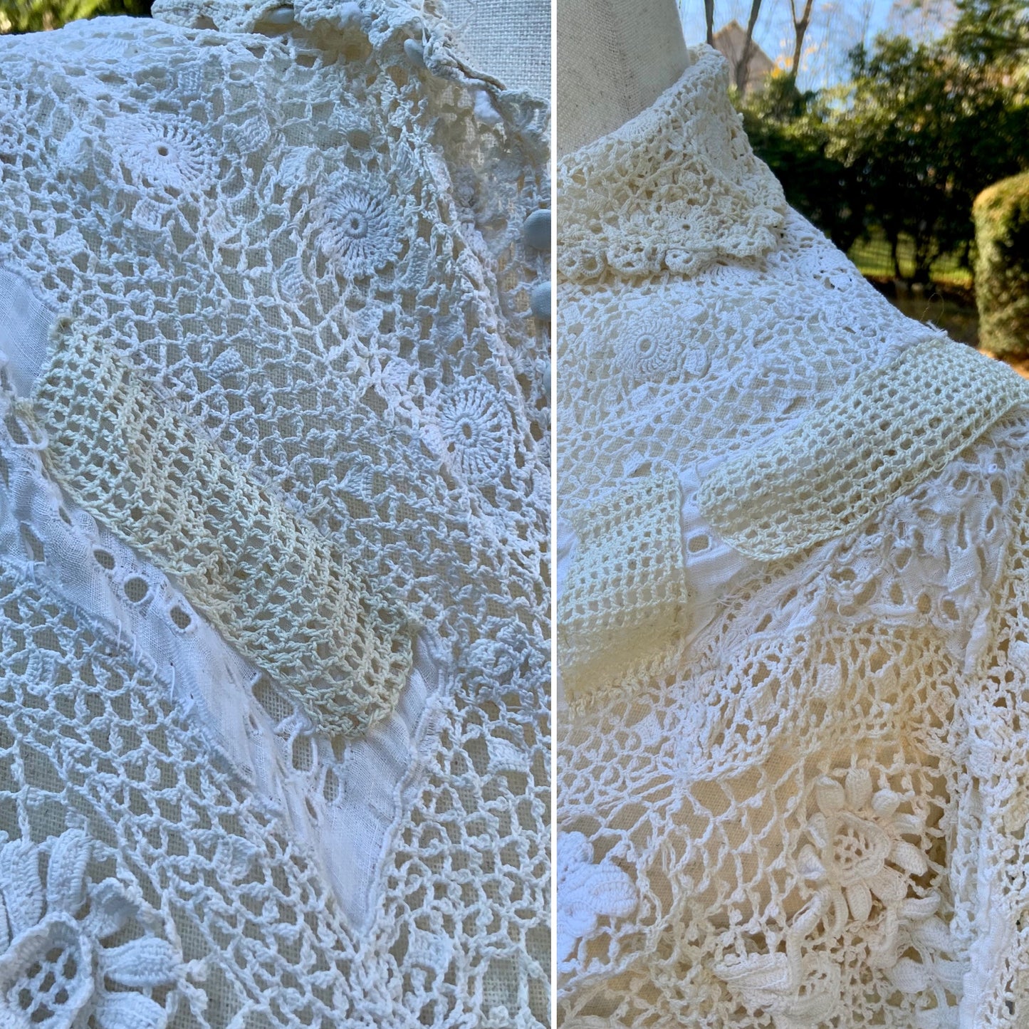 Antique Irish Crochet Lace Jacket – 1890s Edwardian Bridal Bolero - ED36