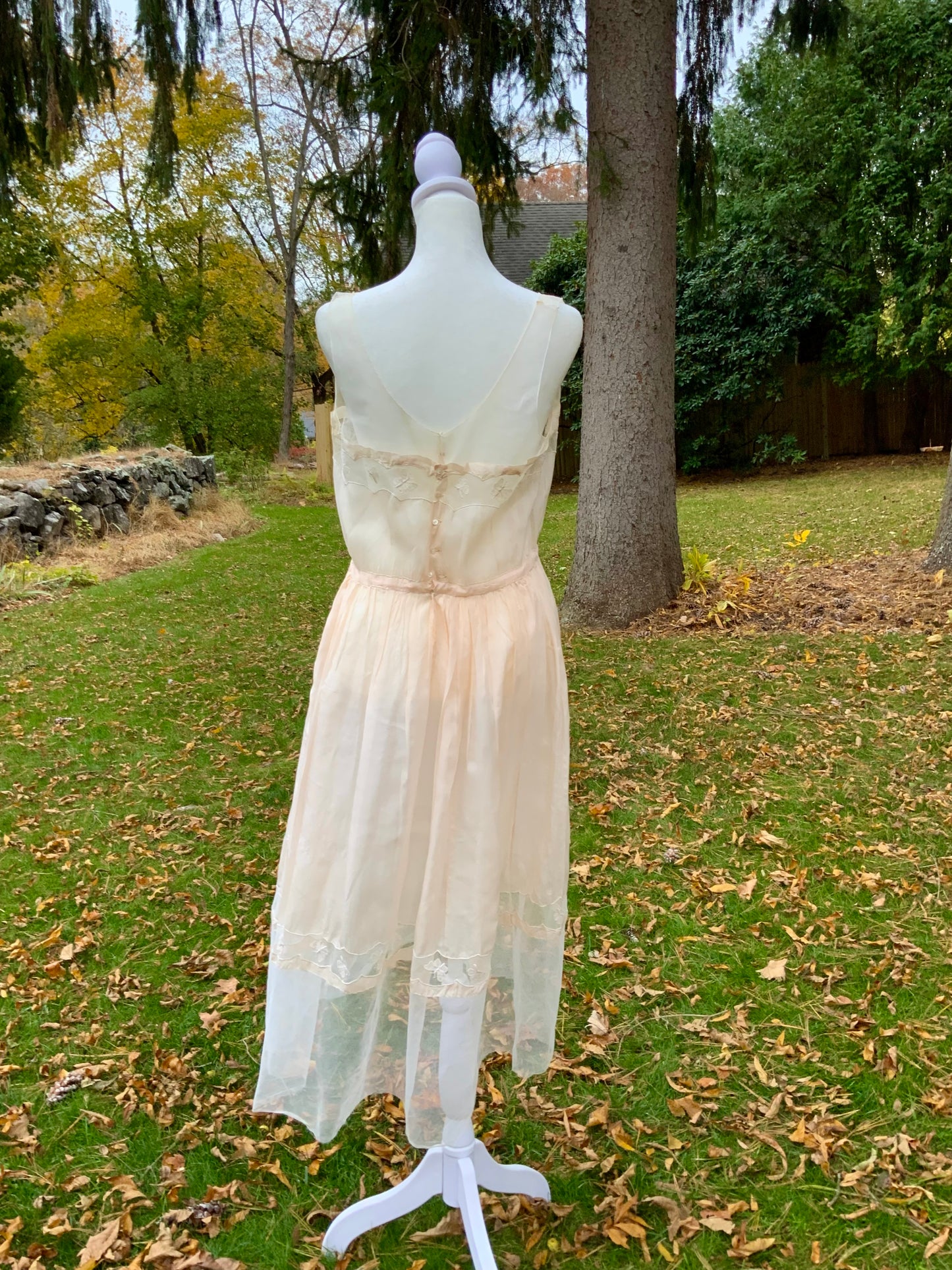 Pure Silk & Tulle Lingerie Dress | Butterfly Embroidery |30AS