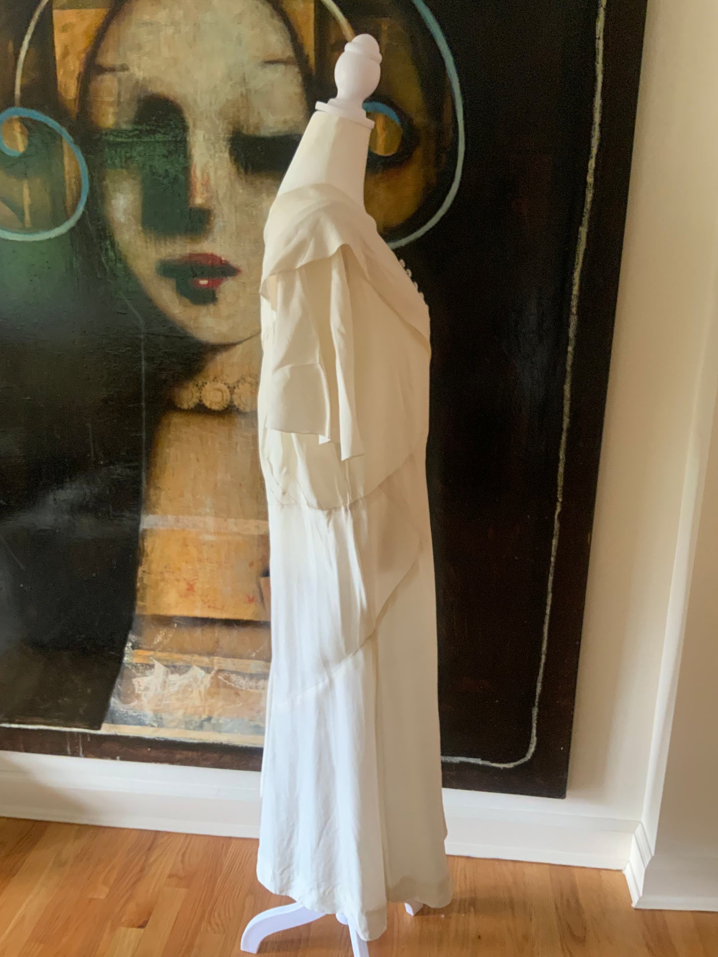 Cream Silk Afternoon Dress - 30s - 30AJ