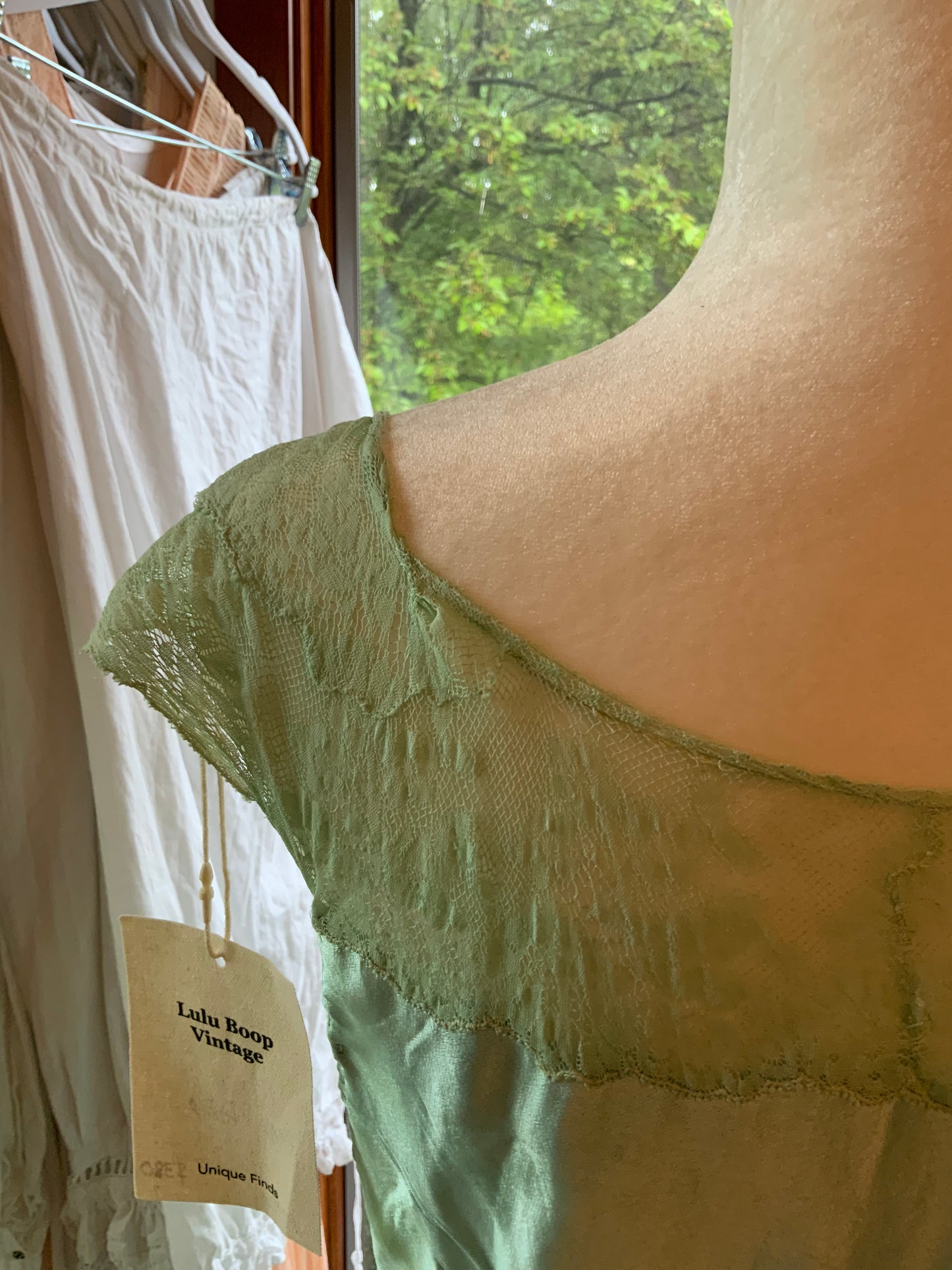 Hand Dyed Green Nightgown Satin - 50s -50G