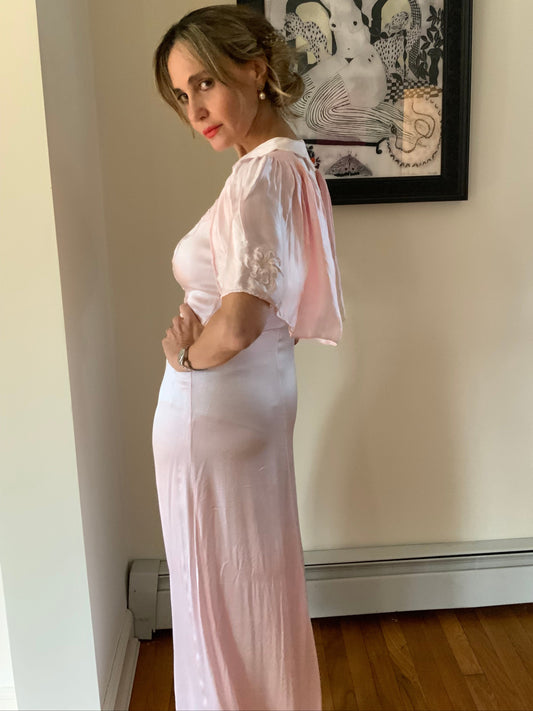 satin Nightgown Peach Pink - 40s - 40P