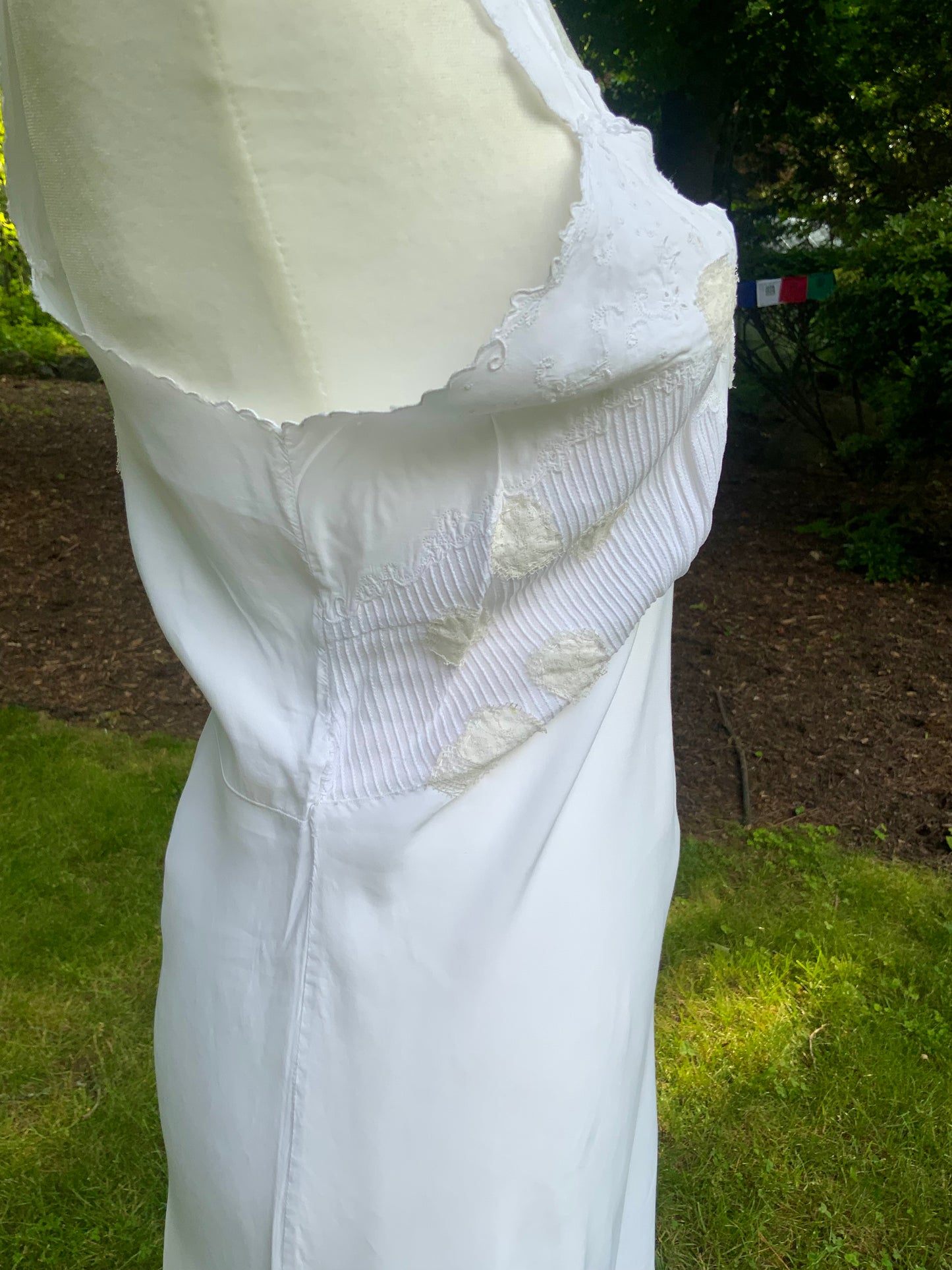 1930s Reimagined Silk Satin Bridal Slip Dress | Restored Antique Boudoir Gown with Hand-Applied Vintage Lace-30LM