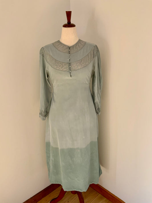 Hand Dyed Vintage Sheer Nightgown Dress – Sage Green Ombré – Lace Detail – One of a Kind
- 30Z