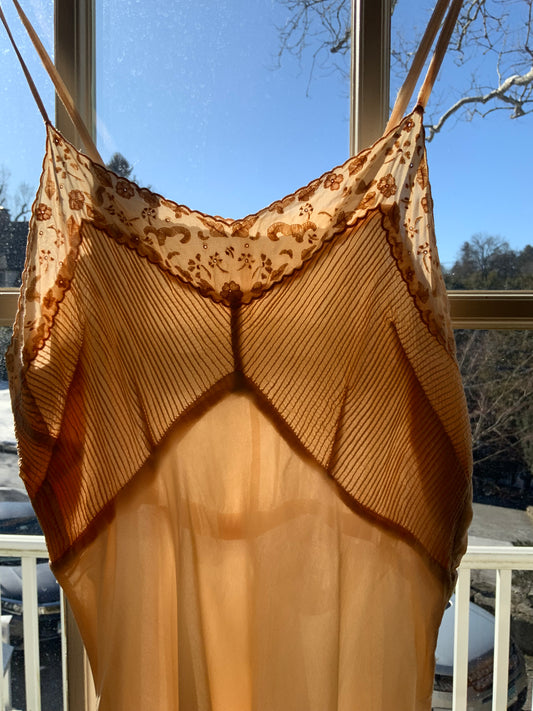 Silk Slip Dress Peach - 40s - 40F