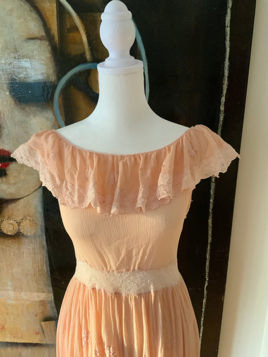 Peach Chiffon Dress - 50 - 50B
