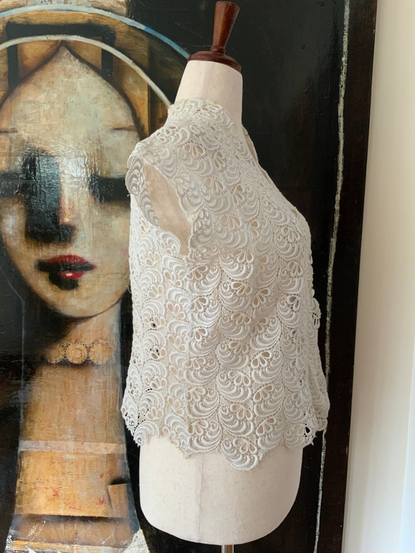 Crochet Lace Sleeveless Top - 60s - 60i