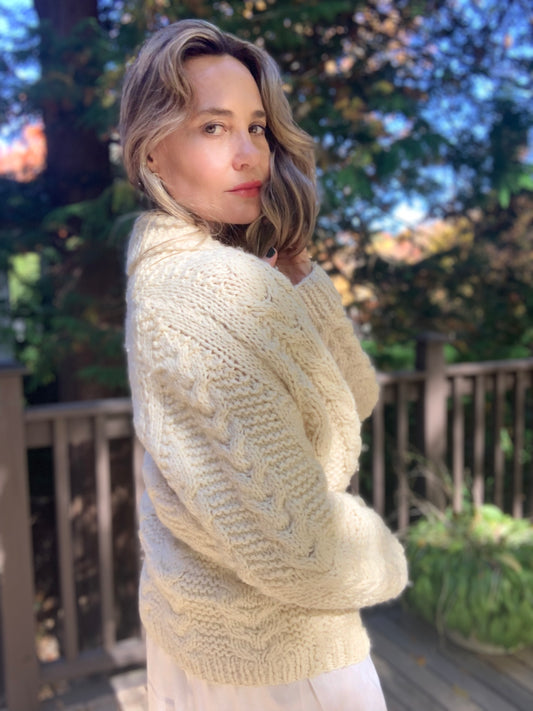 Hand Knit Pure Wool Cardigan - 70s - 70H