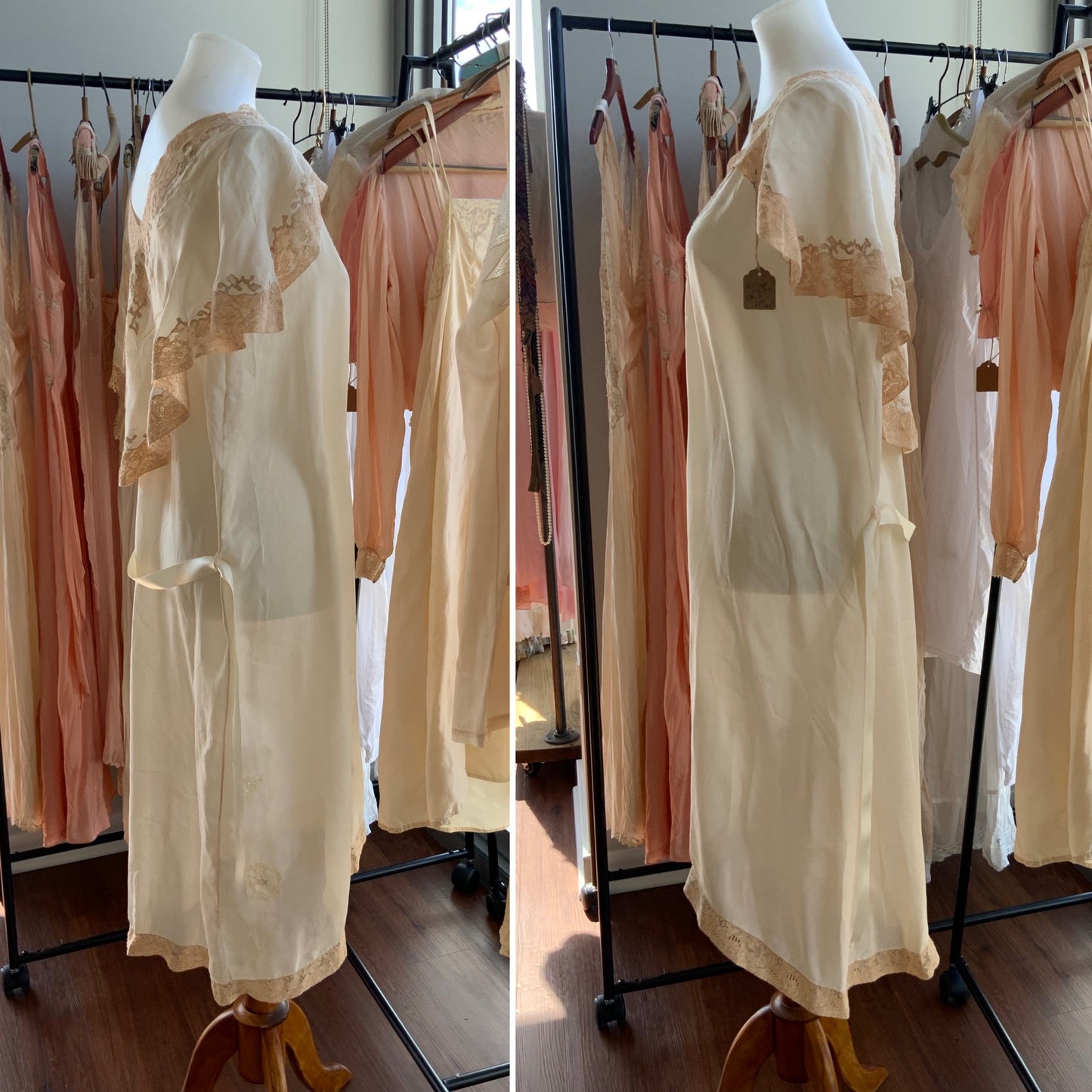 Silk Bridal Nightgown with Cape - 20s