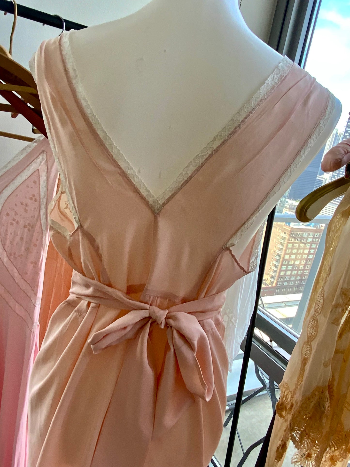 Silk Lace Pink Bridal  Nightgown - 50s