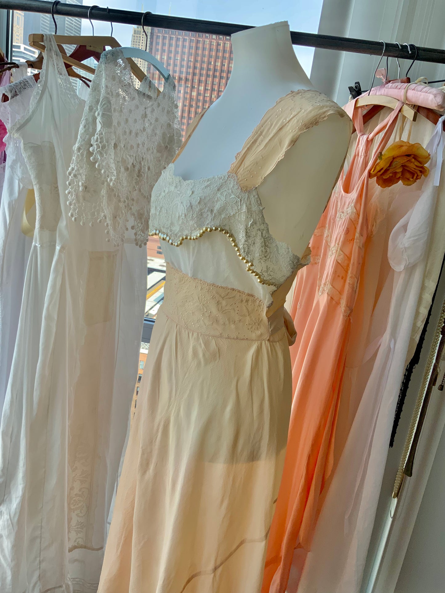 Chiffon Pearls Nightgown - 20s - Bridal