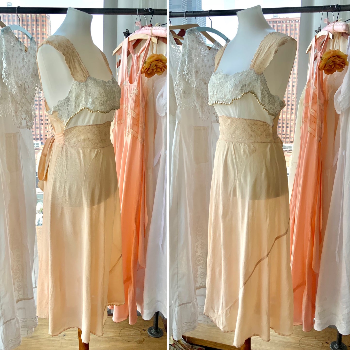 Chiffon Pearls Nightgown - 20s - Bridal
