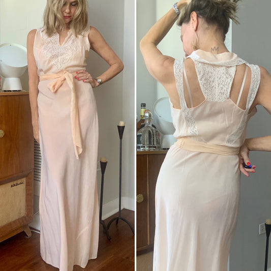 Rare Silk Lace Nightgown - 30s - Bridal