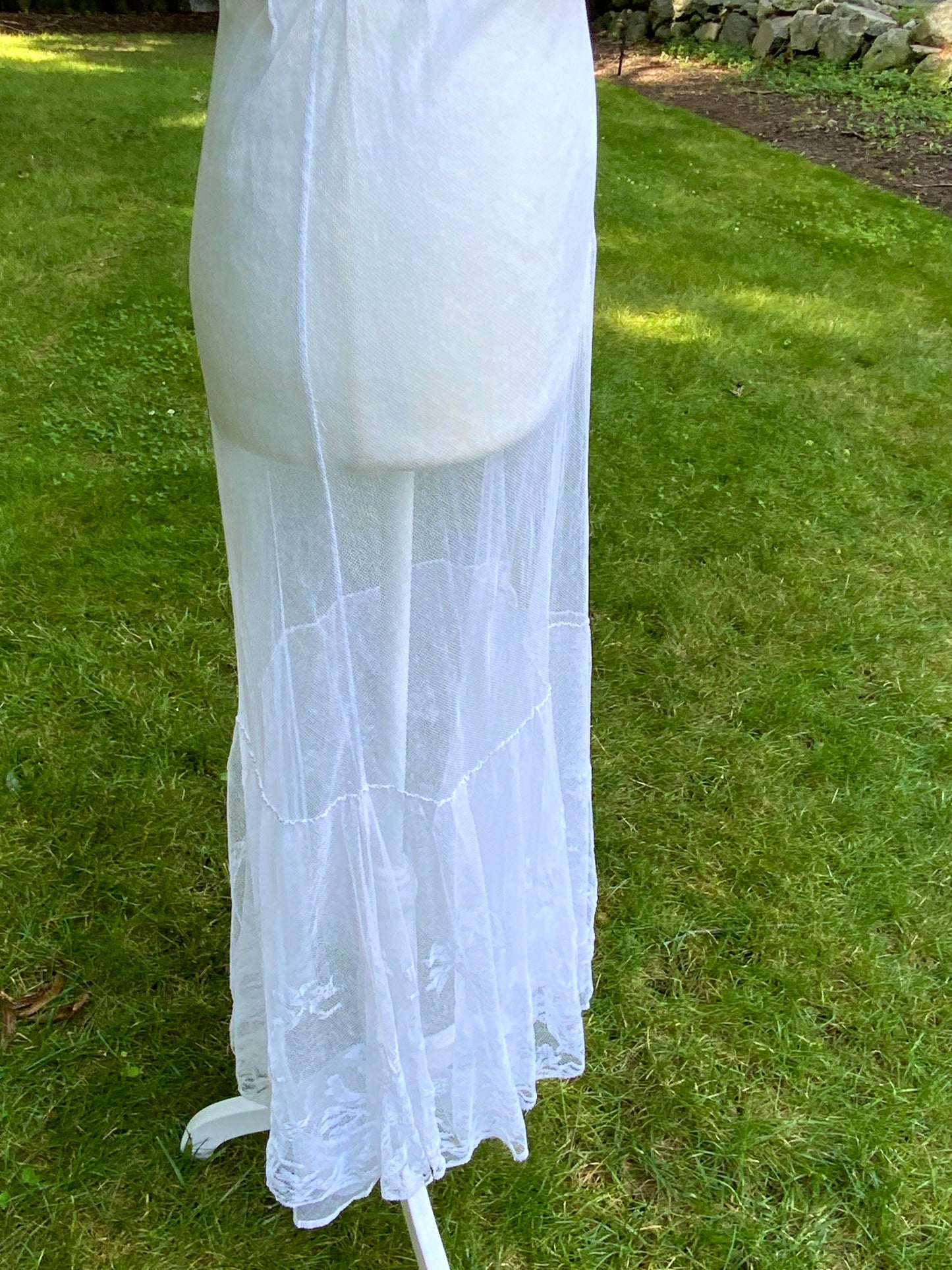1930s Sheer White Tulle Lace Dress Vintage Bridal Dress Romantic Wedding Dress Floral Tulle Gown Ethereal Dress- Iconic -30DN